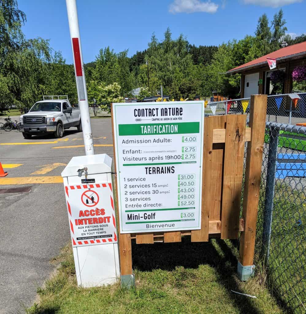 tarification de contact nature pour le camping au jardin de mon père